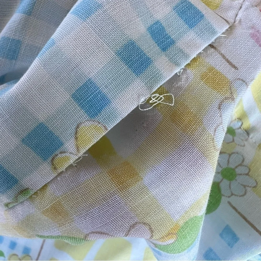 VTG Cannon Monticello Floral Patchwork Gingham 3-Piece Pillowcase Set 70s Cutter